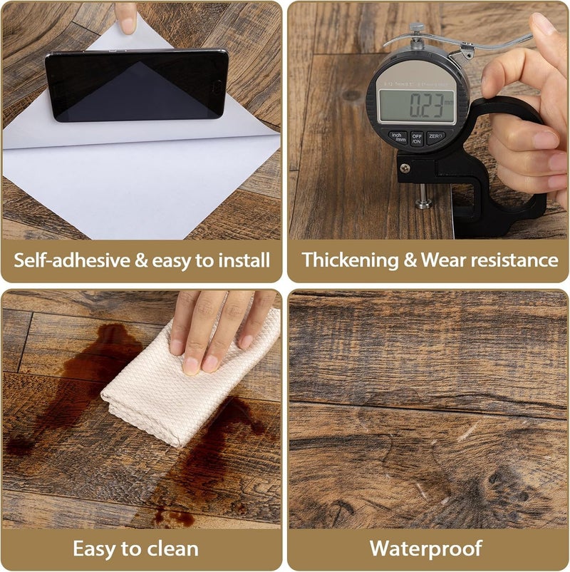 TANONE Wood Contact Paper Kitchen Peel and Stick Wallpaper, Self Adhesive Removable Wallpaper Countertops Waterproof, Shiplap Wall Paper Wood Vinyl Wrap for Cabinets Rustic Brown 17.5" X 118.1" - Image 4